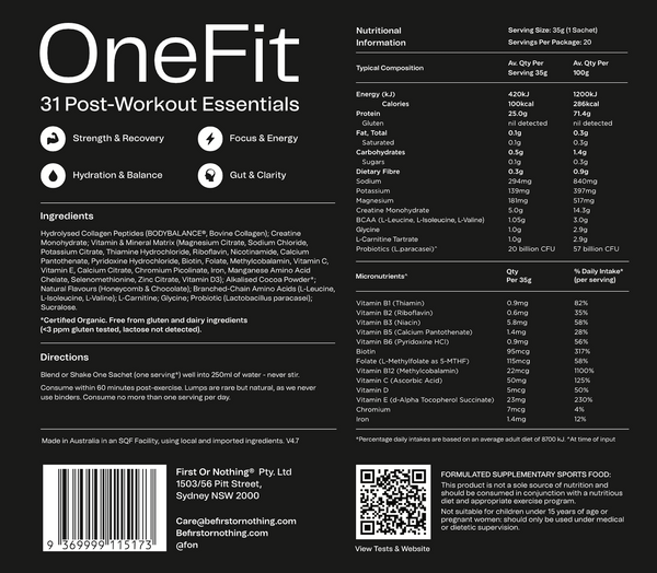 FON OneFit Sachets – Complete Post‑Workout Recovery Blend (5 Flavours)