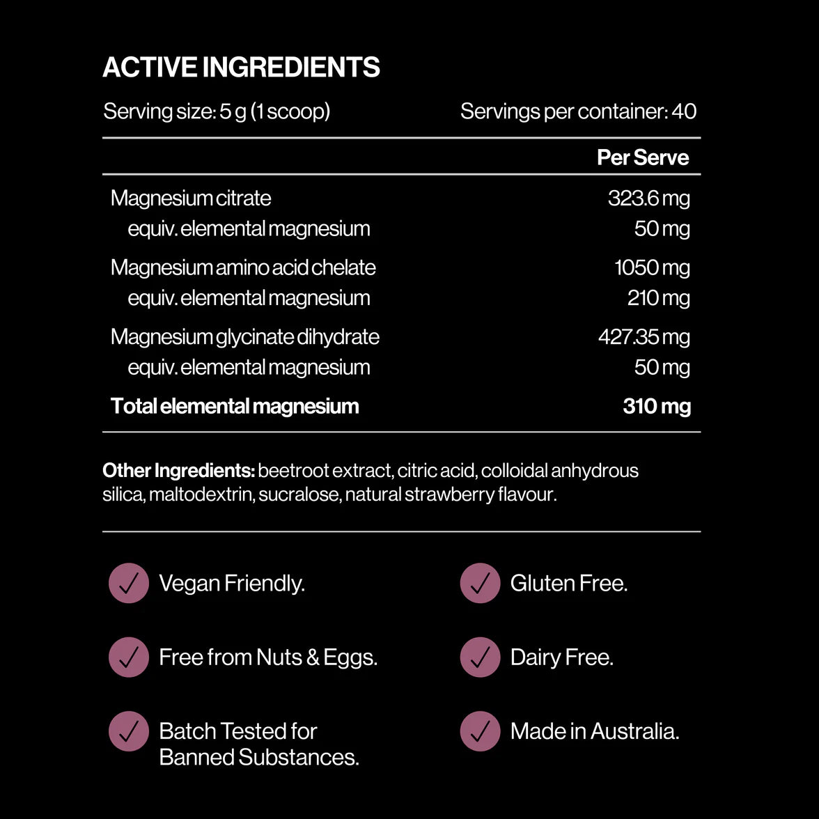 PILLAR Performance Triple Magnesium Powder – 40 Serve Tub Lemon Lime