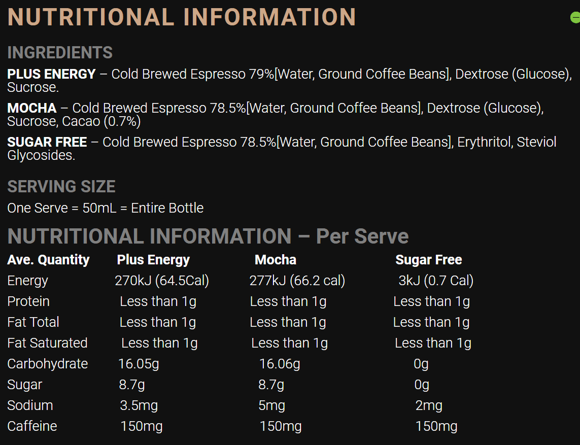 Fixx Nutrition Cold Brew Coffee Shot 50ml Mocha