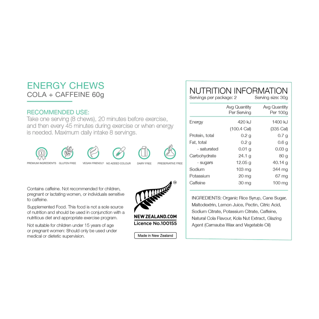 Pure Sports Nutrition Energy Chews Cola + Caffeine