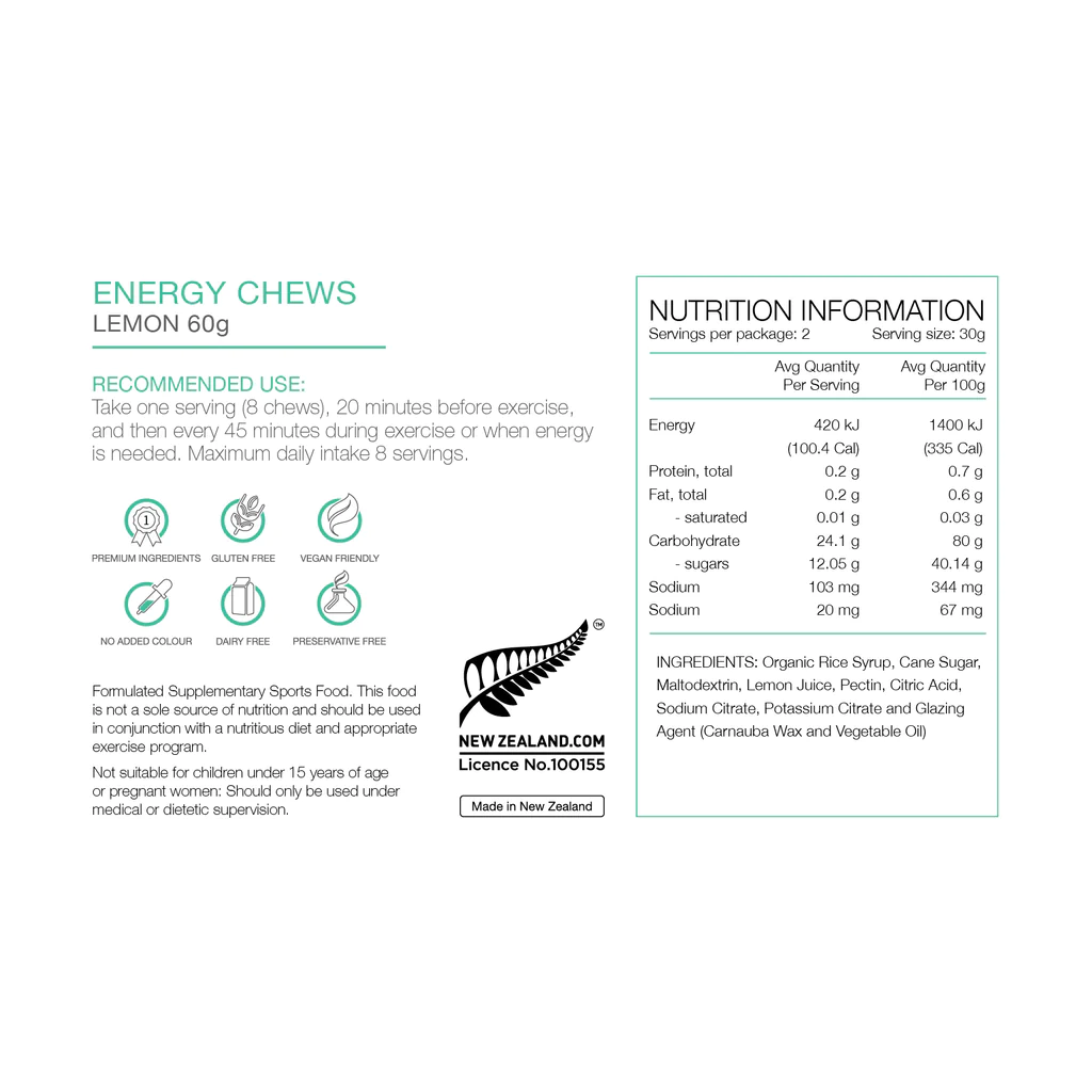 Pure Sports Nutrition Energy Chews Lemon