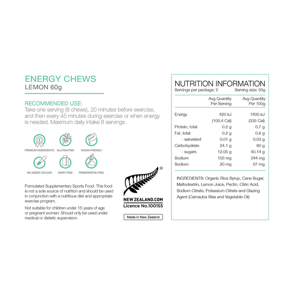 Pure Sports Nutrition Energy Chews Lemon