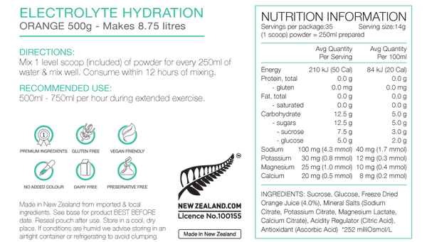 Pure Electrolyte Hydration 500g Pouch Orange