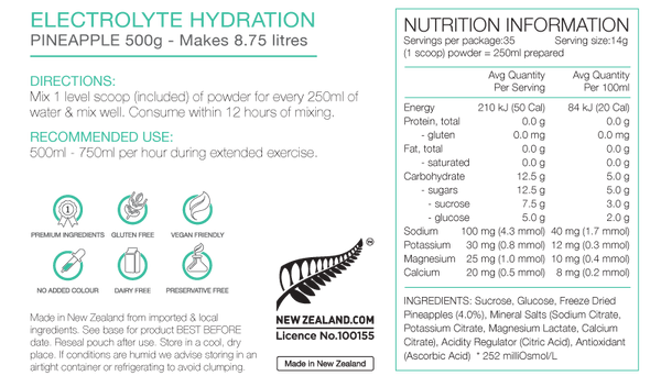 Pure Electrolyte Hydration 500g Pouch Pineapple