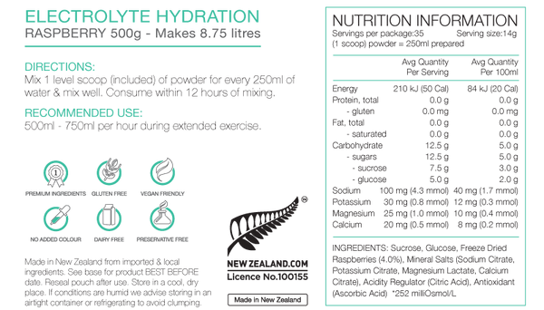 Pure Electrolyte Hydration 500g Pouch Raspberry